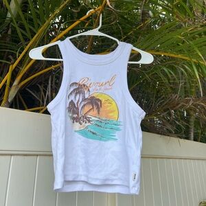 SMALL Ripcurl White Tank Top with Beach Graphic